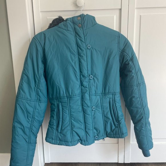Triple Five Soul- Essentials Puffer Jacket in Turquoise - Size Small - Picture 6 of 8